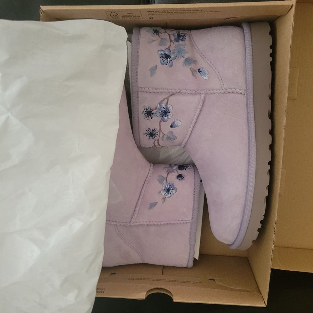 UGG Lavender suede mini boots